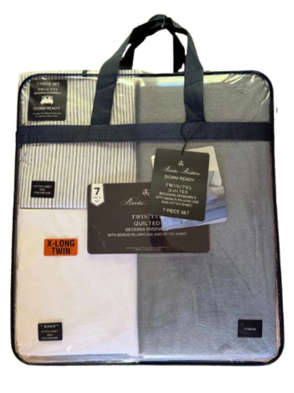 NEW Brooks Brothers Dorm Ready Twin XLong 7pc Bedding Ensemble Set